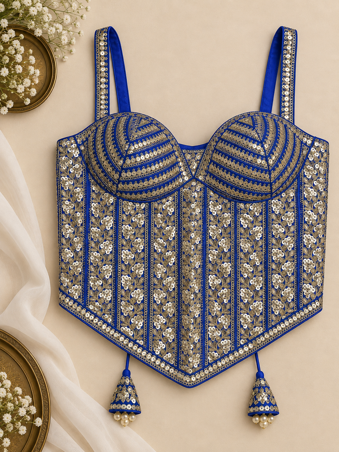 Embroidered Indian Corset Blouse for Saree & Lehenga | Custom Size