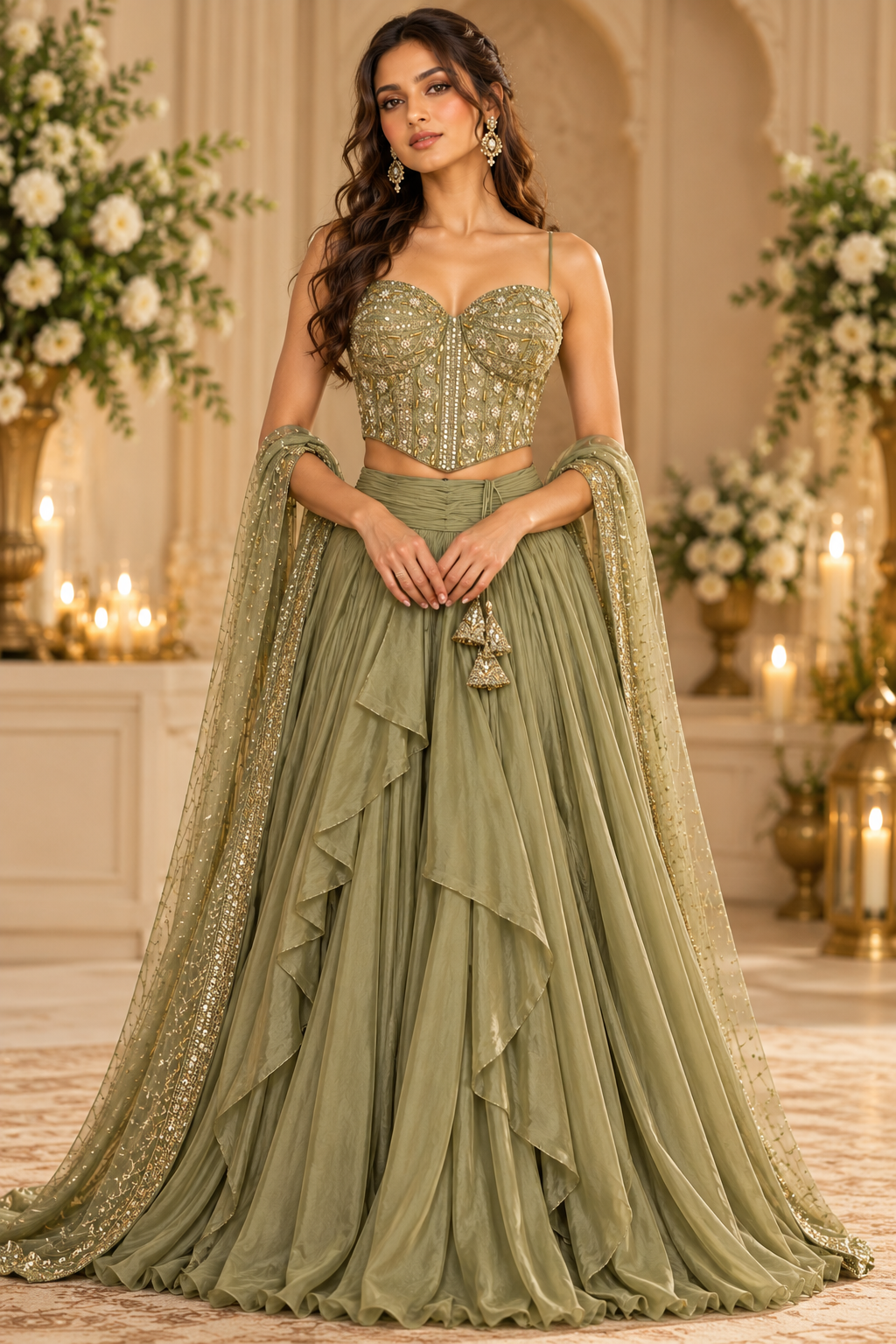 Embroidered bridal corset blouse for saree and lehenga – view 9