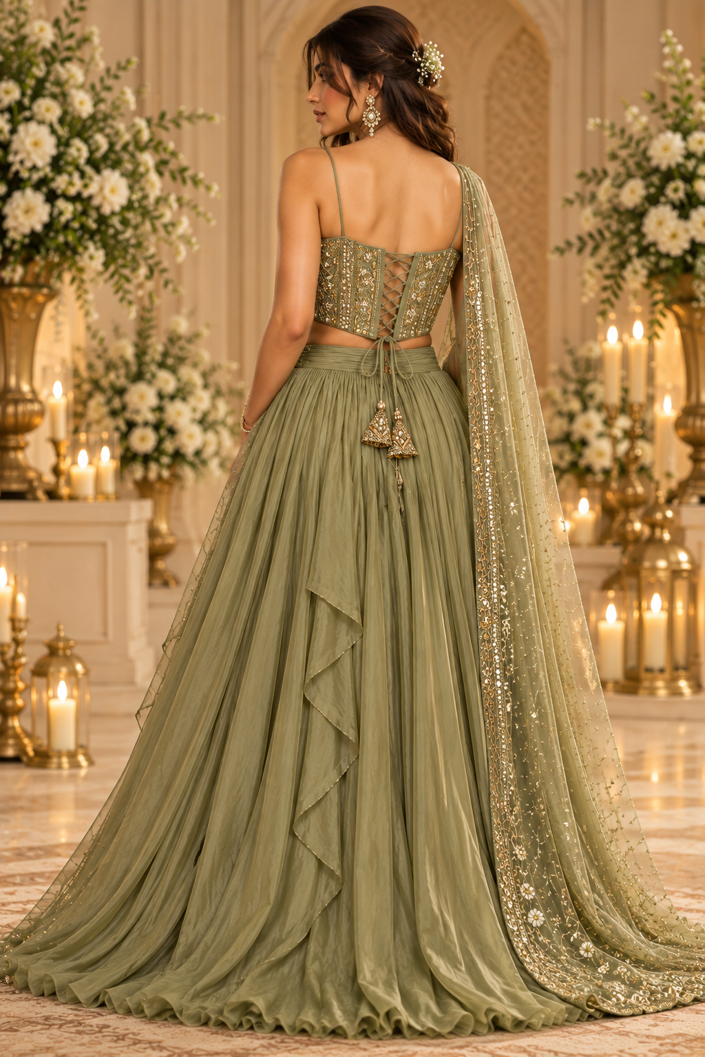 Embroidered bridal corset blouse for saree and lehenga – view 10