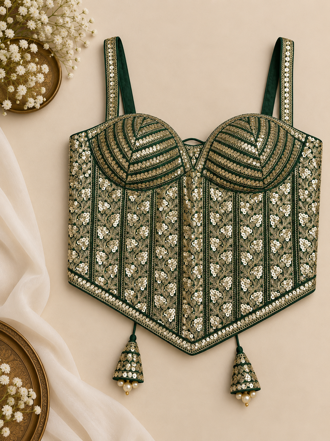 Embroidered Indian Corset Blouse for Saree & Lehenga | Custom Size