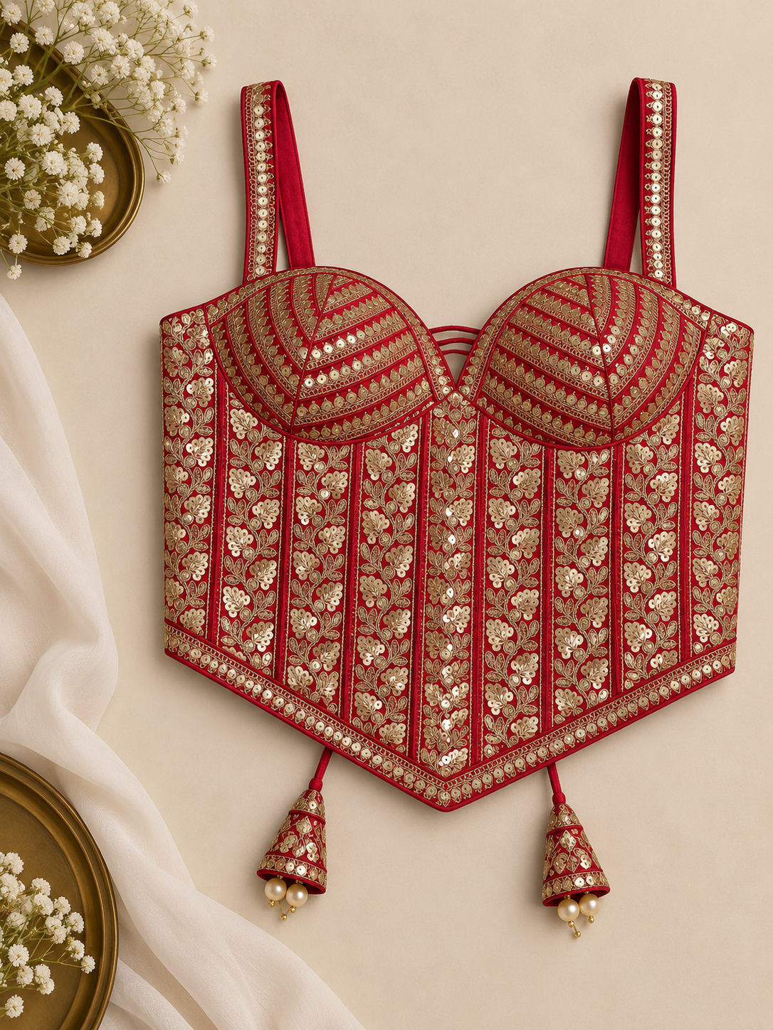 Embroidered Indian Corset Blouse for Saree & Lehenga | Custom Size