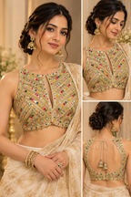 Multicolour Zardozi Halter Neck Blouse