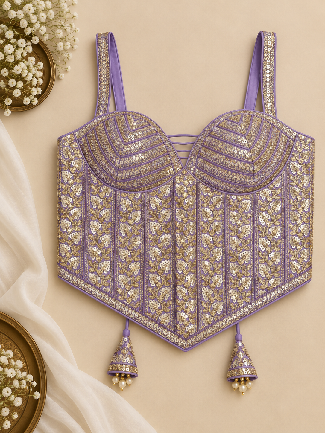 Embroidered Indian Corset Blouse for Saree & Lehenga | Custom Size