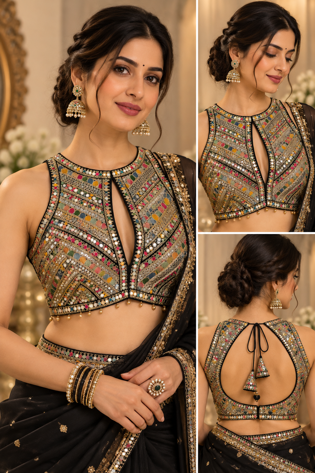 Multicolour Zardozi Halter Neck Blouse