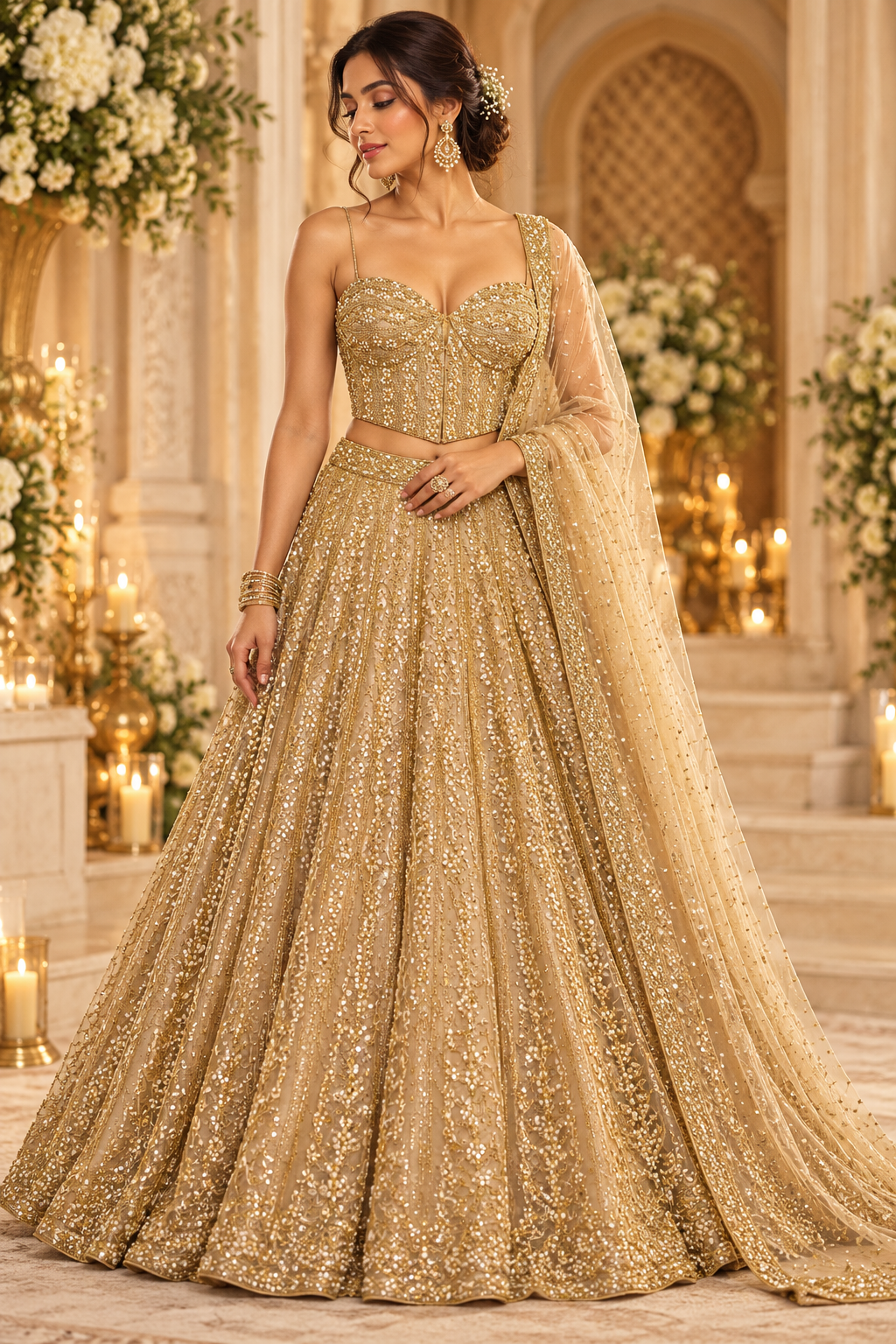 Embroidered bridal corset blouse for saree and lehenga – view 15