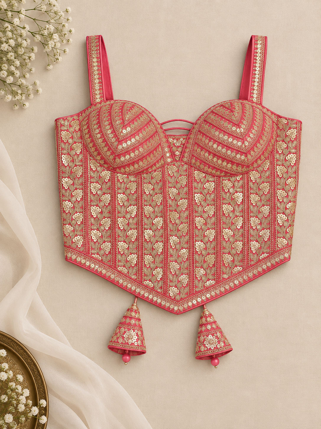 Embroidered Indian Corset Blouse for Saree & Lehenga | Custom Size