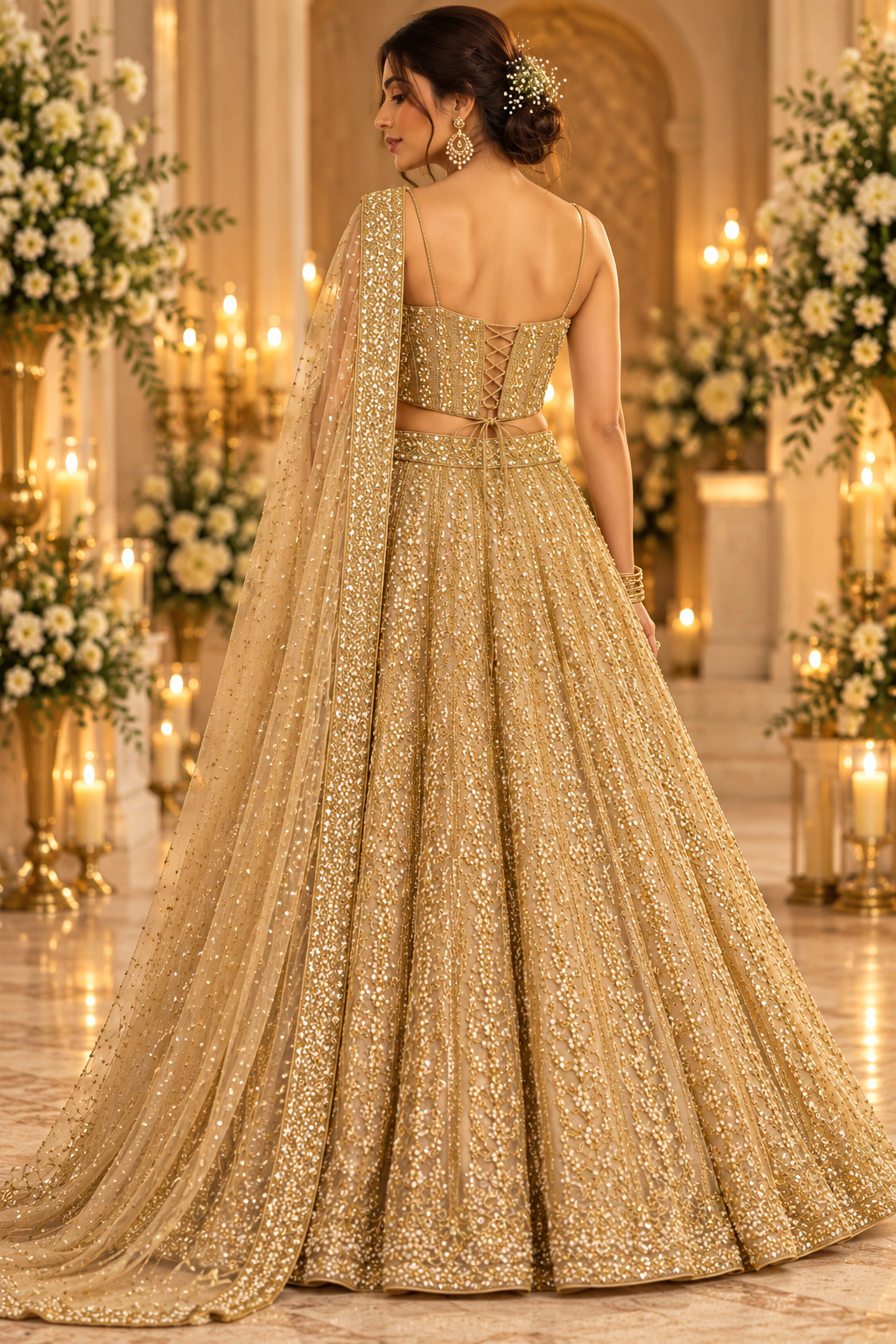 Embroidered bridal corset blouse for saree and lehenga – view 16