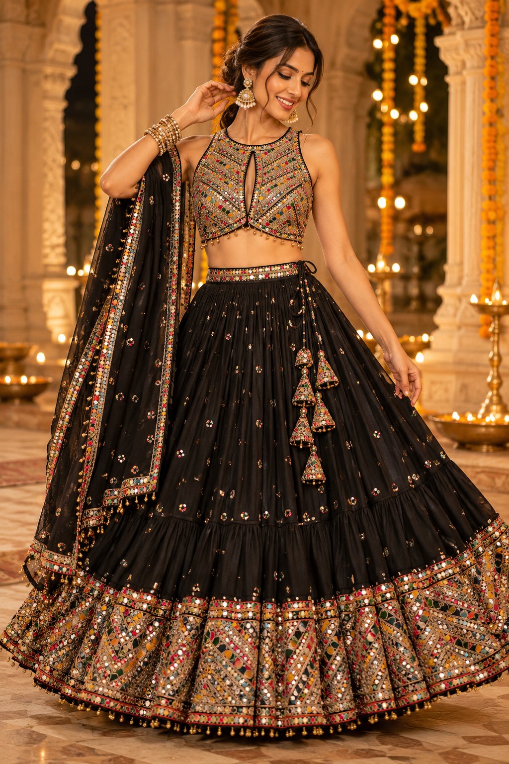Multicolour Zardozi Halter Neck Blouse