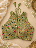 Multicolour Zardozi Halter Neck Blouse