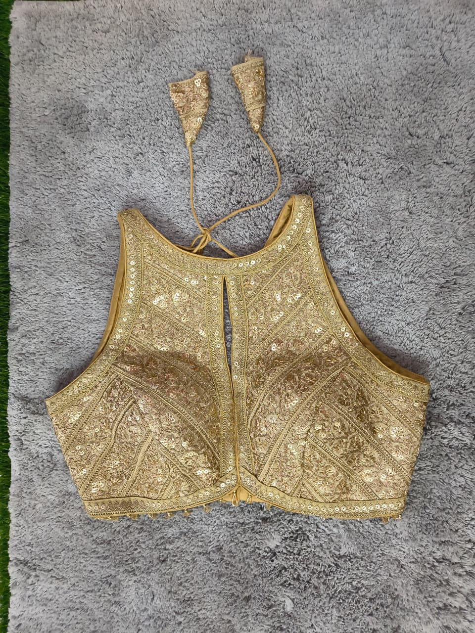 Premium Silk Blouse | Zardozi Sequin Embroidered Crop Top