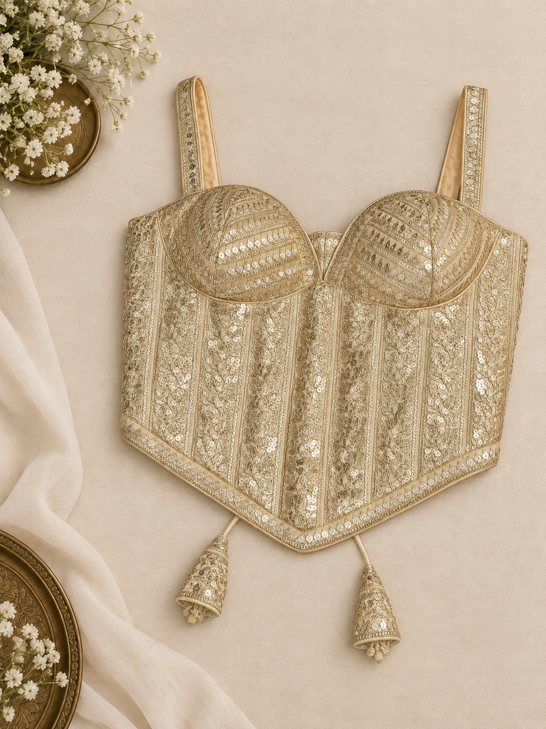 Embroidered Indian Corset Blouse for Saree & Lehenga | Custom Size