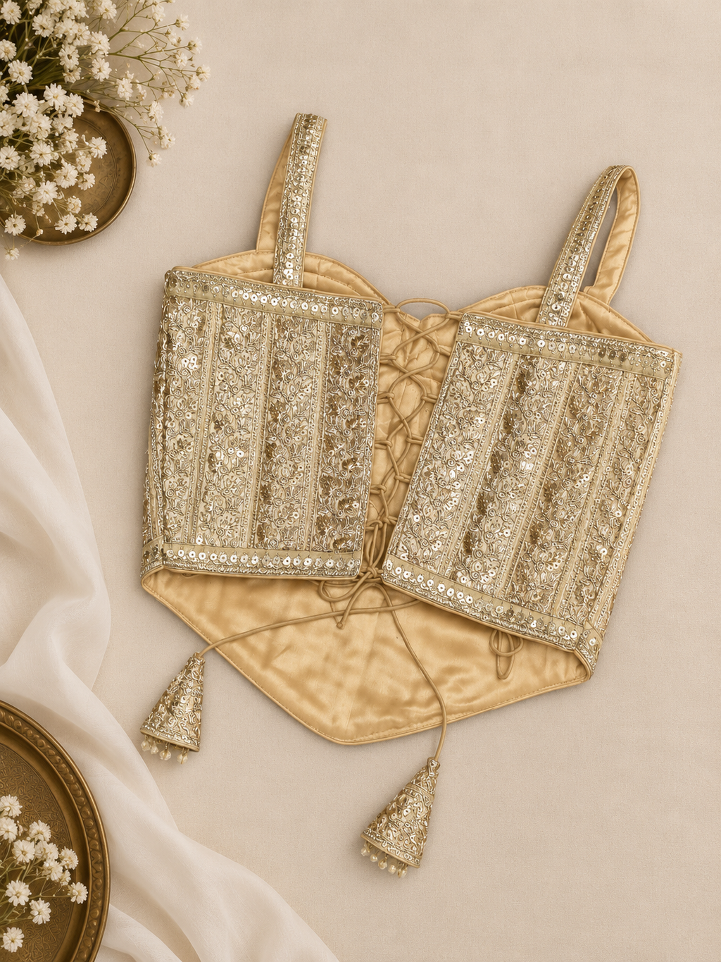 Embroidered Indian Corset Blouse for Saree & Lehenga | Custom Size
