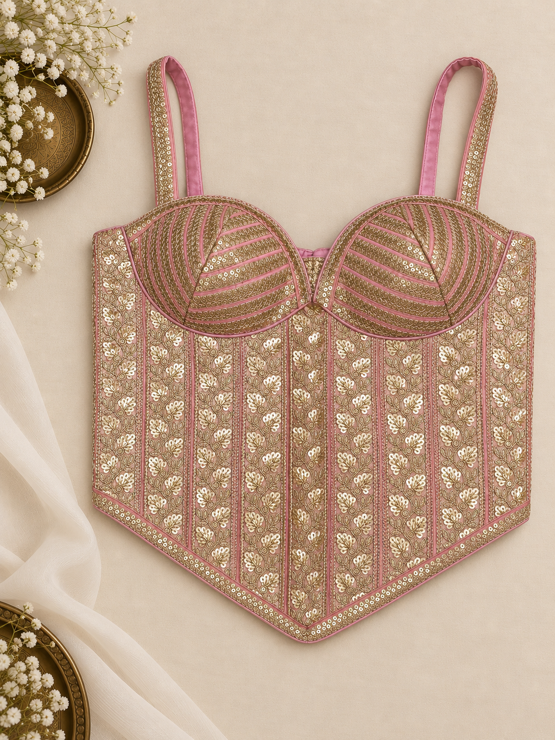 Embroidered Indian Corset Blouse for Saree & Lehenga | Custom Size
