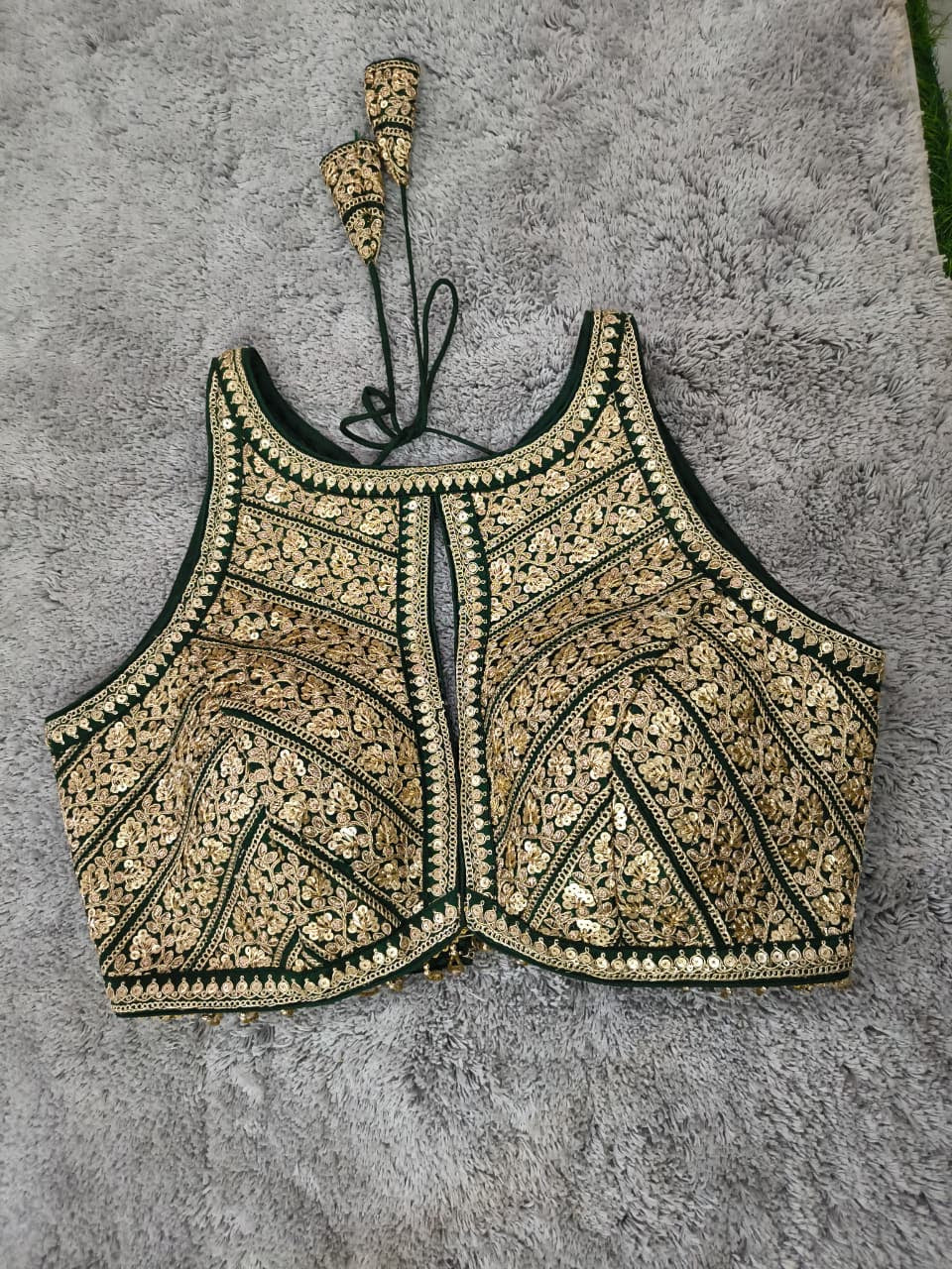 Premium Silk Blouse | Zardozi Sequin Embroidered Crop Top