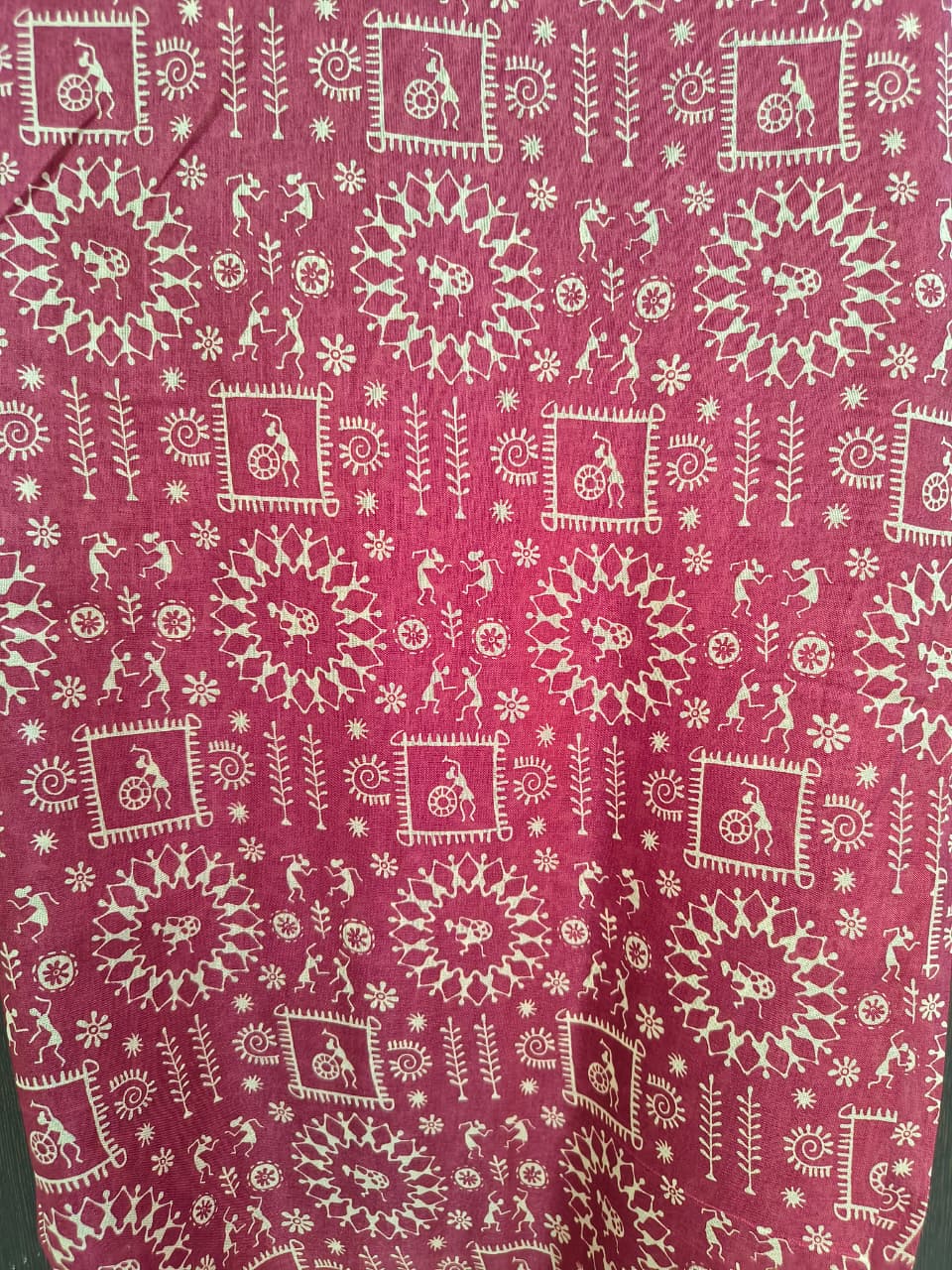Warli Tribal Art Modal Silk Saree with Gold Banarasi Zari Border | Soft Modal Silk | Unstitched Blouse Included | 6 Colors