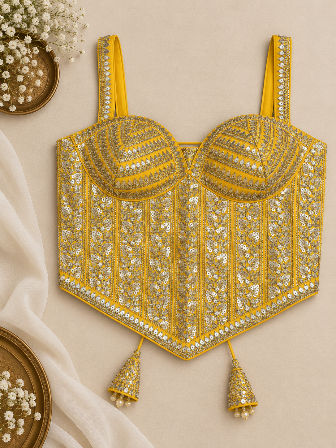 Embroidered Indian Corset Blouse for Saree & Lehenga | Custom Size