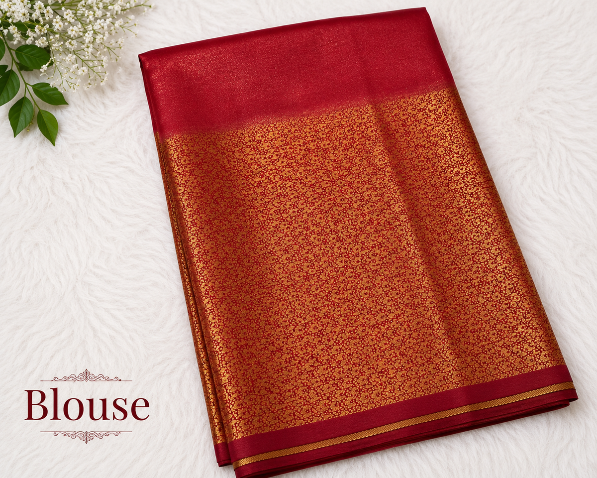 Soft Silk Kanjeevaram Style Saree — Beige with Red Zari Border | With Blouse Piece