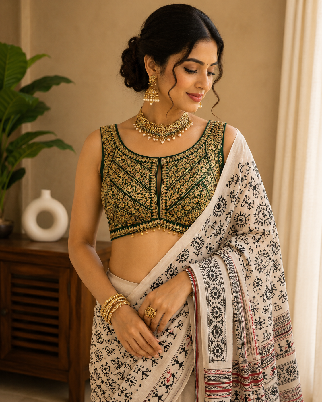 Premium Silk Blouse | Zardozi Sequin Embroidered Crop Top