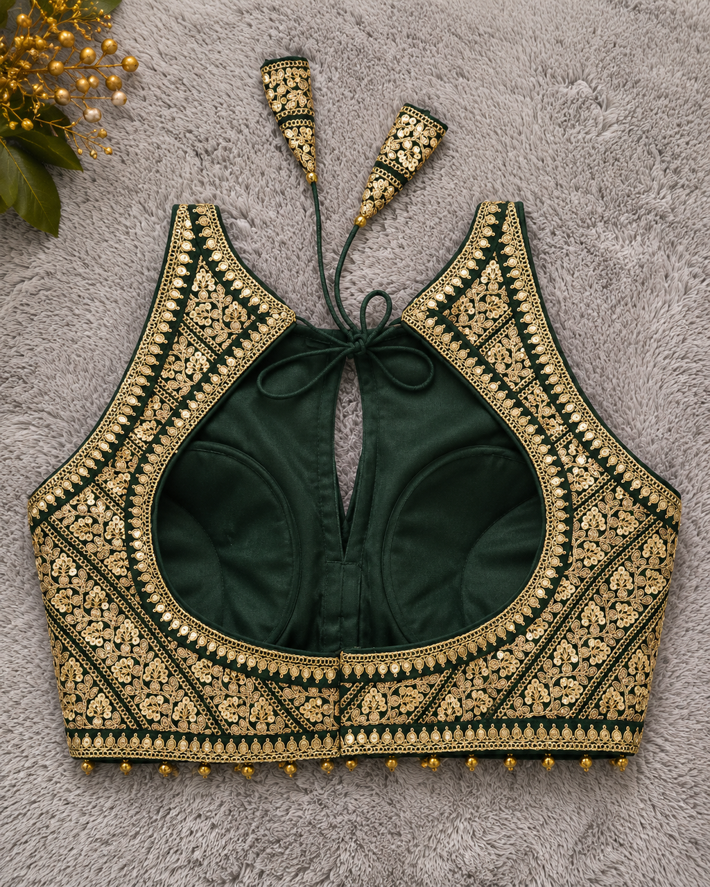 Premium Silk Blouse | Zardozi Sequin Embroidered Crop Top