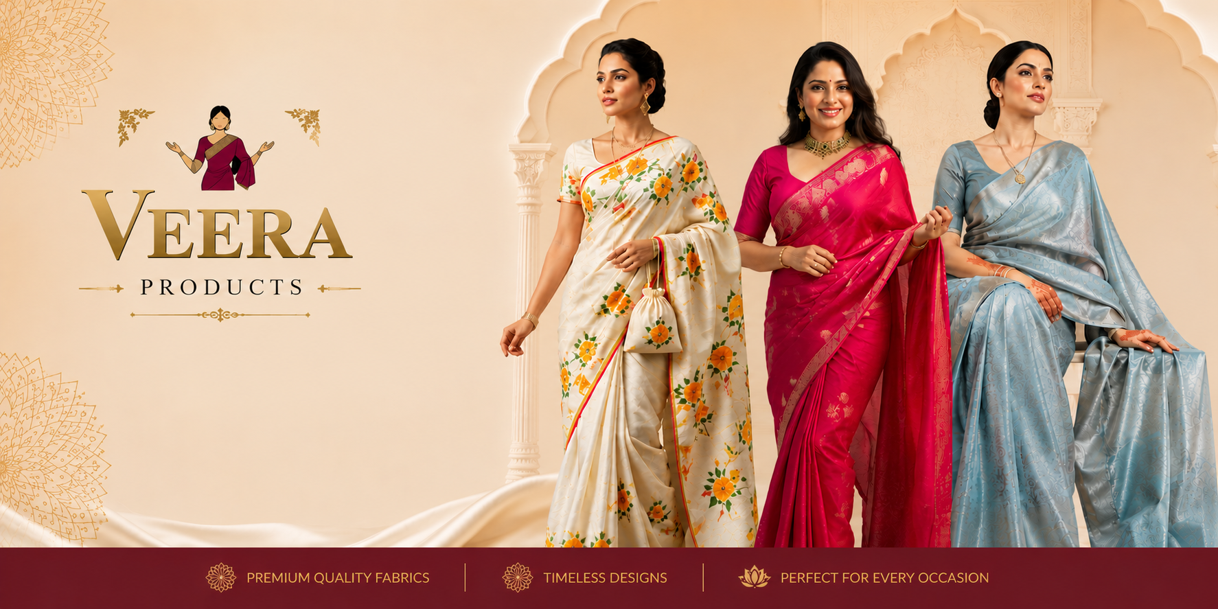 Handcrafted Indian ethnic wear sarees and kurtis by Veera Products