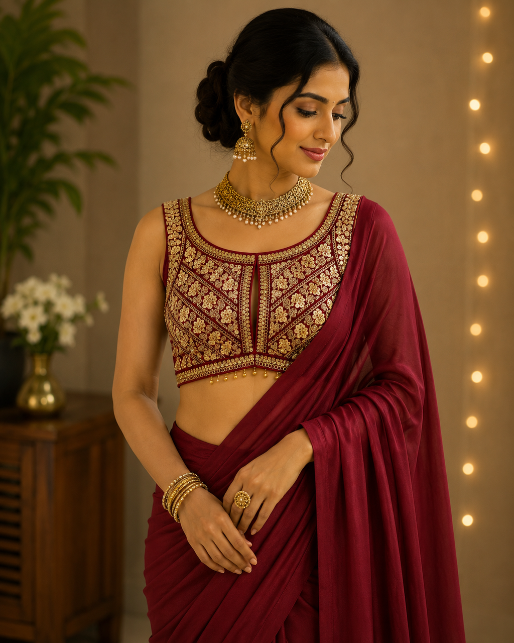 Premium Silk Blouse | Zardozi Sequin Embroidered Crop Top