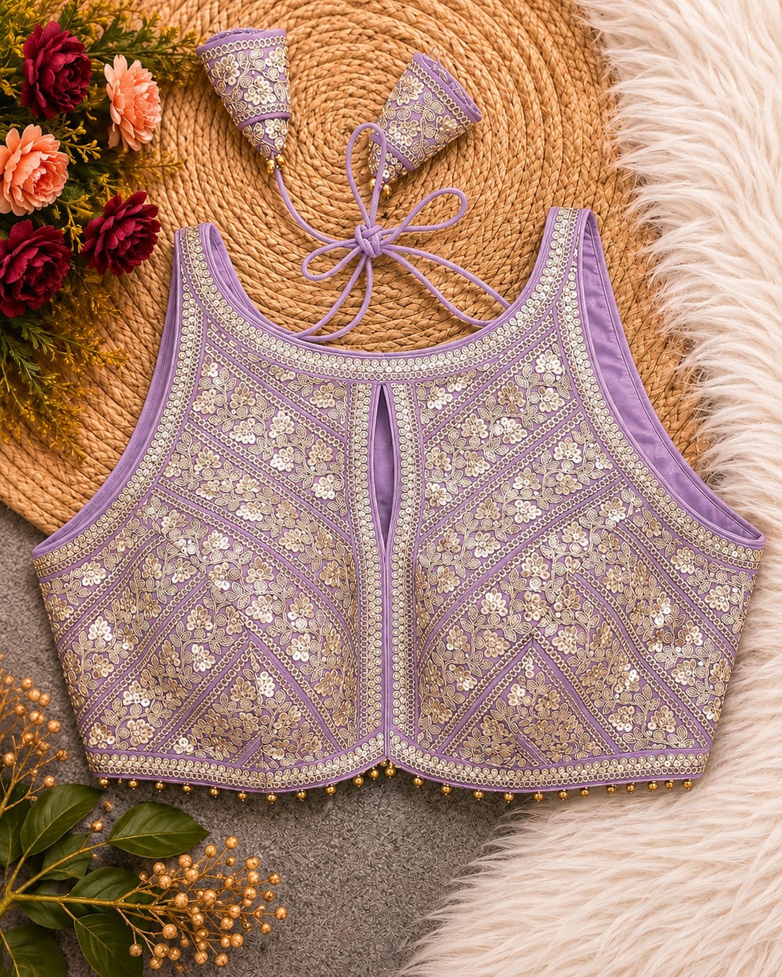 Premium Silk Blouse | Zardozi Sequin Embroidered Crop Top