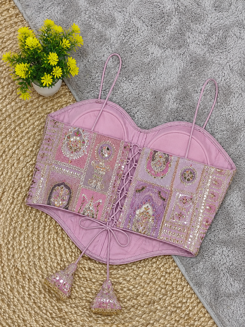 Patchwork Embroidery Corset Top — Indian Ethnic Bustier | 7 Colours