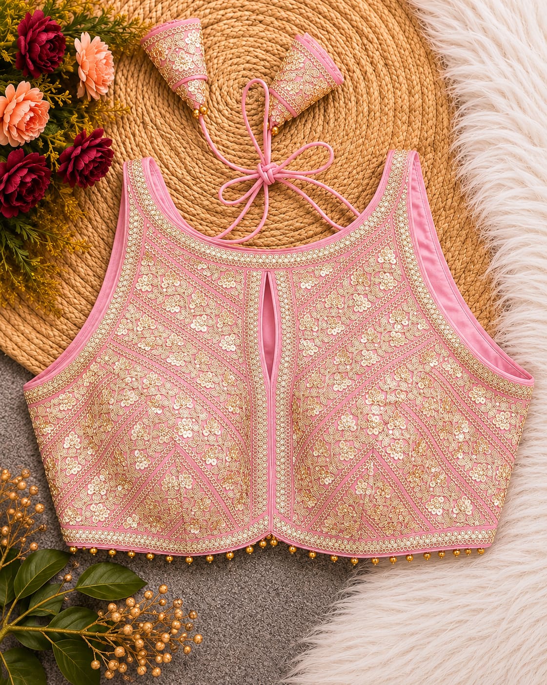 Premium Silk Blouse | Zardozi Sequin Embroidered Crop Top