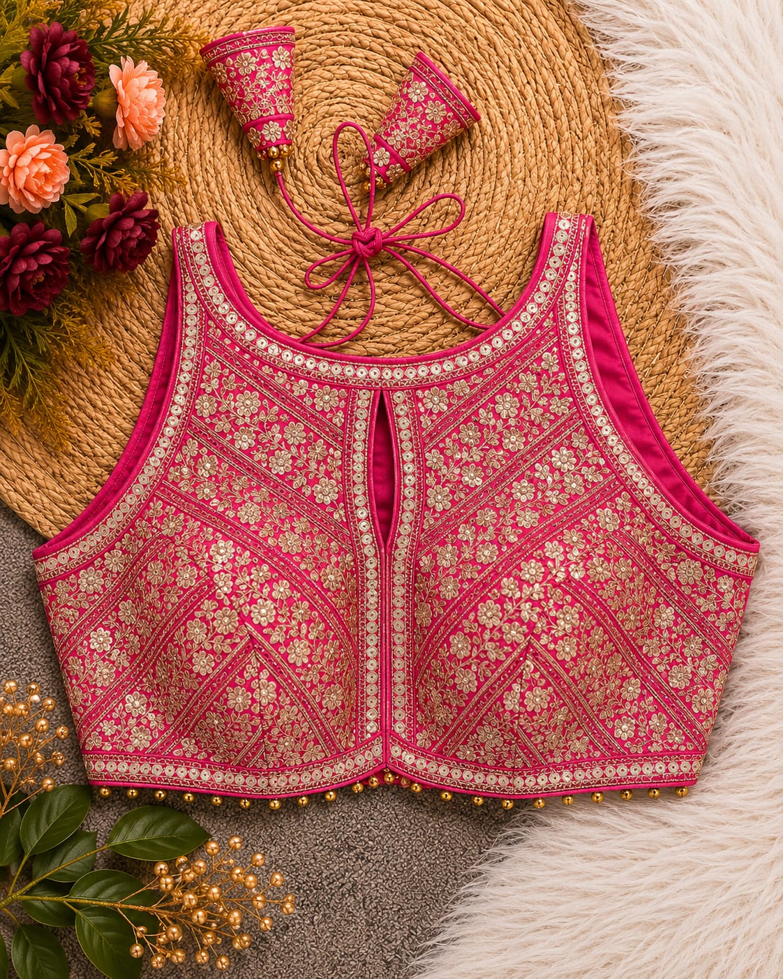 Premium Silk Blouse | Zardozi Sequin Embroidered Crop Top