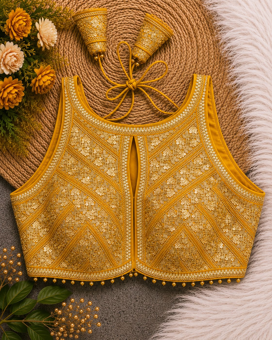 Premium Silk Blouse | Zardozi Sequin Embroidered Crop Top