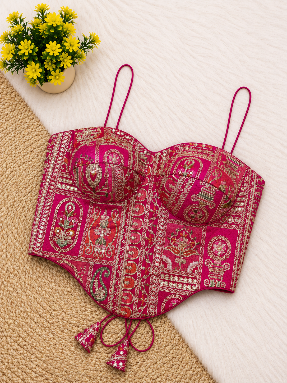Patchwork Embroidery Corset Top — Indian Ethnic Bustier | 7 Colours