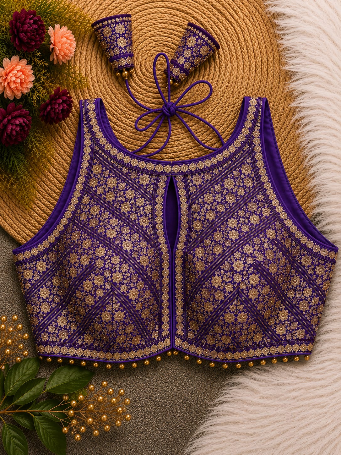 Premium Silk Blouse | Zardozi Sequin Embroidered Crop Top
