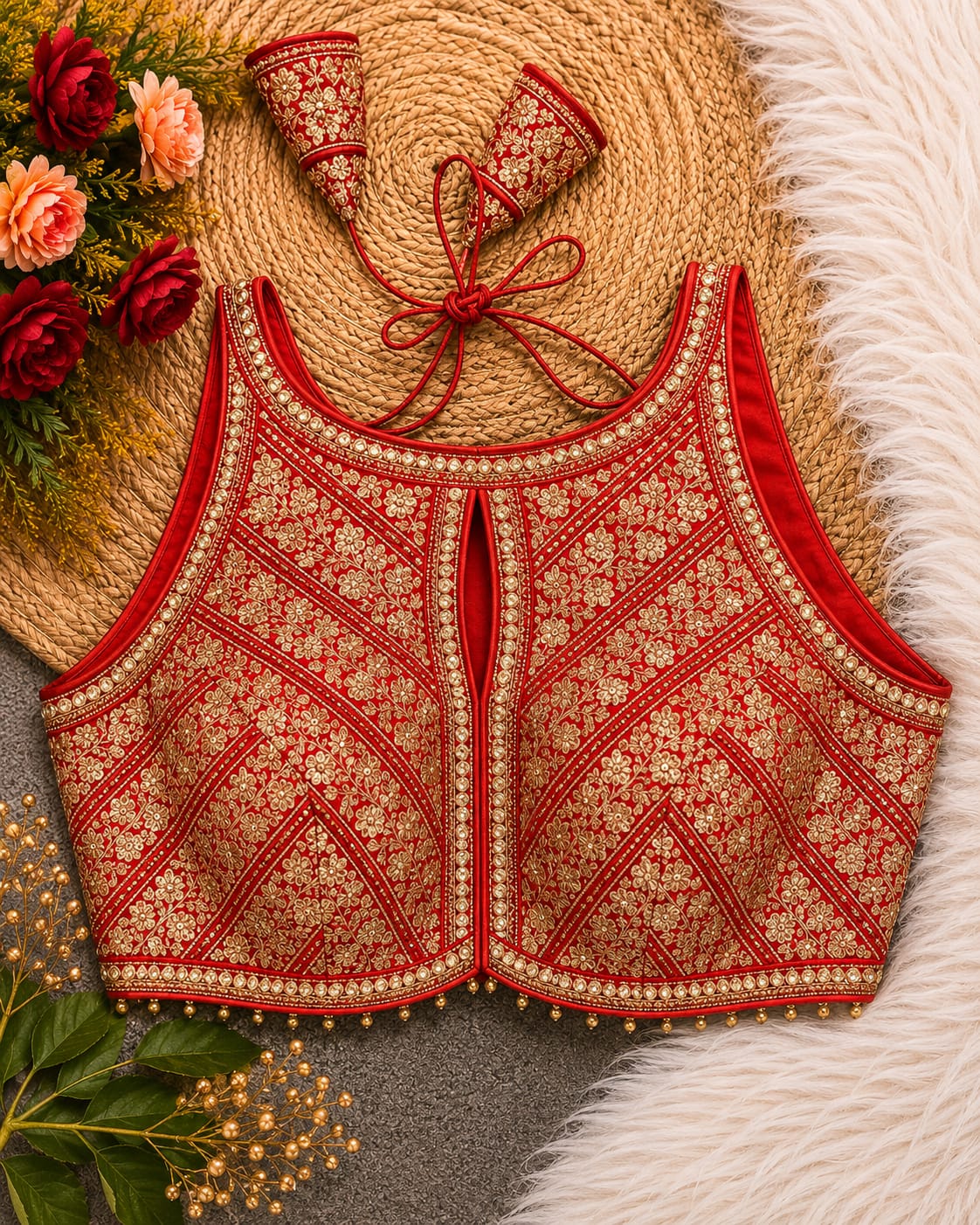 Premium Silk Blouse | Zardozi Sequin Embroidered Crop Top