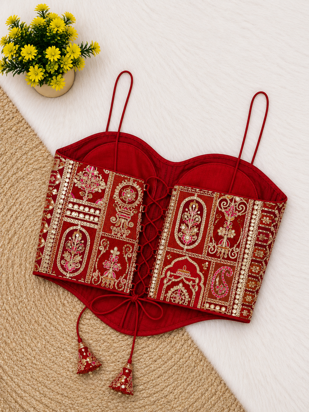 Patchwork Embroidery Corset Top — Indian Ethnic Bustier | 7 Colours
