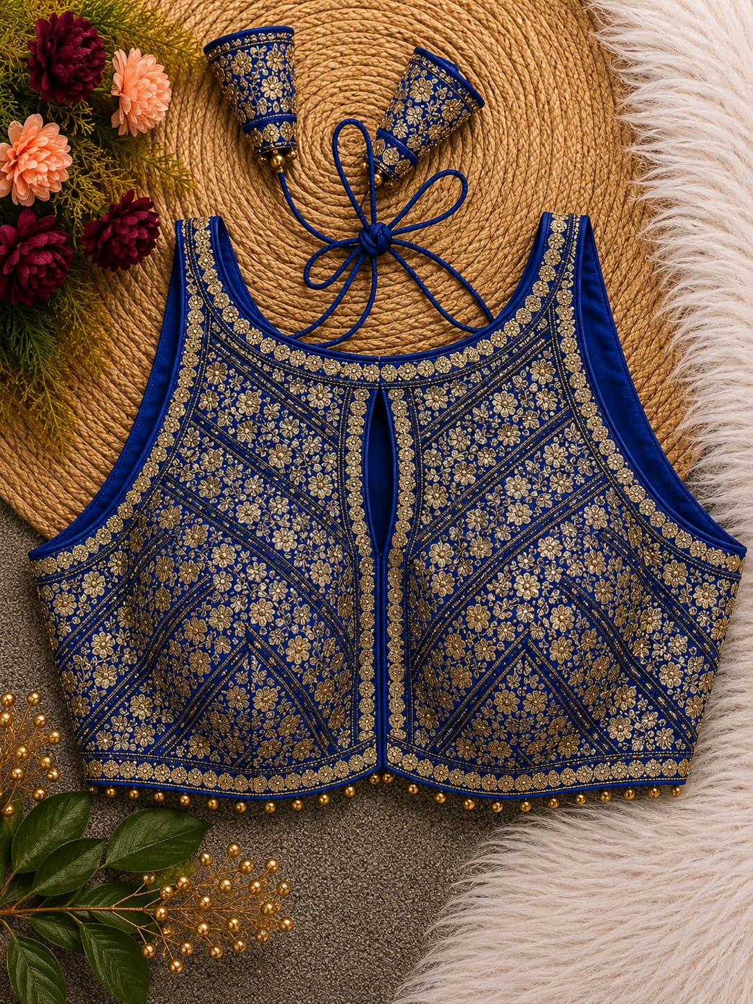 Premium Silk Blouse | Zardozi Sequin Embroidered Crop Top