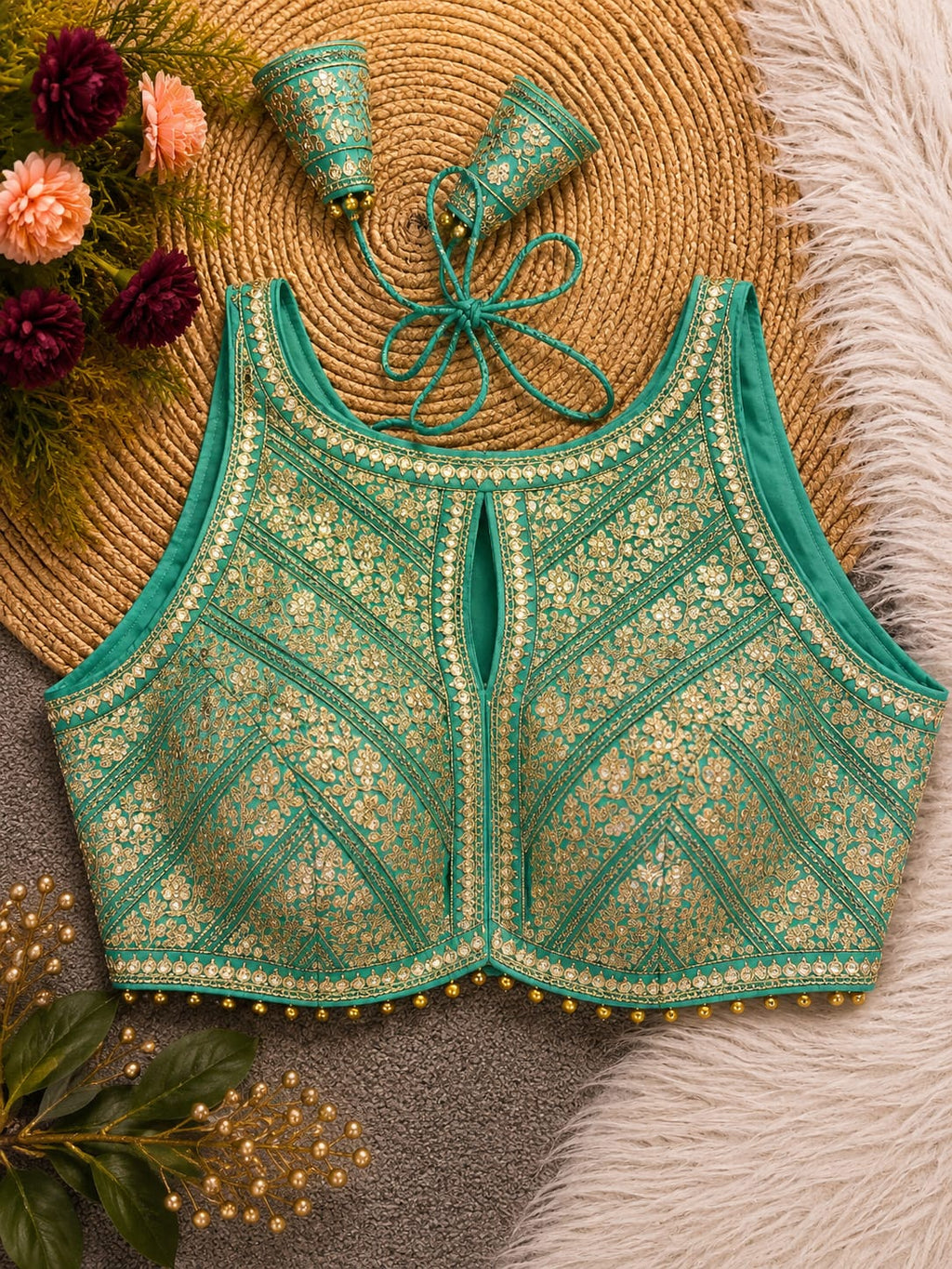 Premium Silk Blouse | Zardozi Sequin Embroidered Crop Top