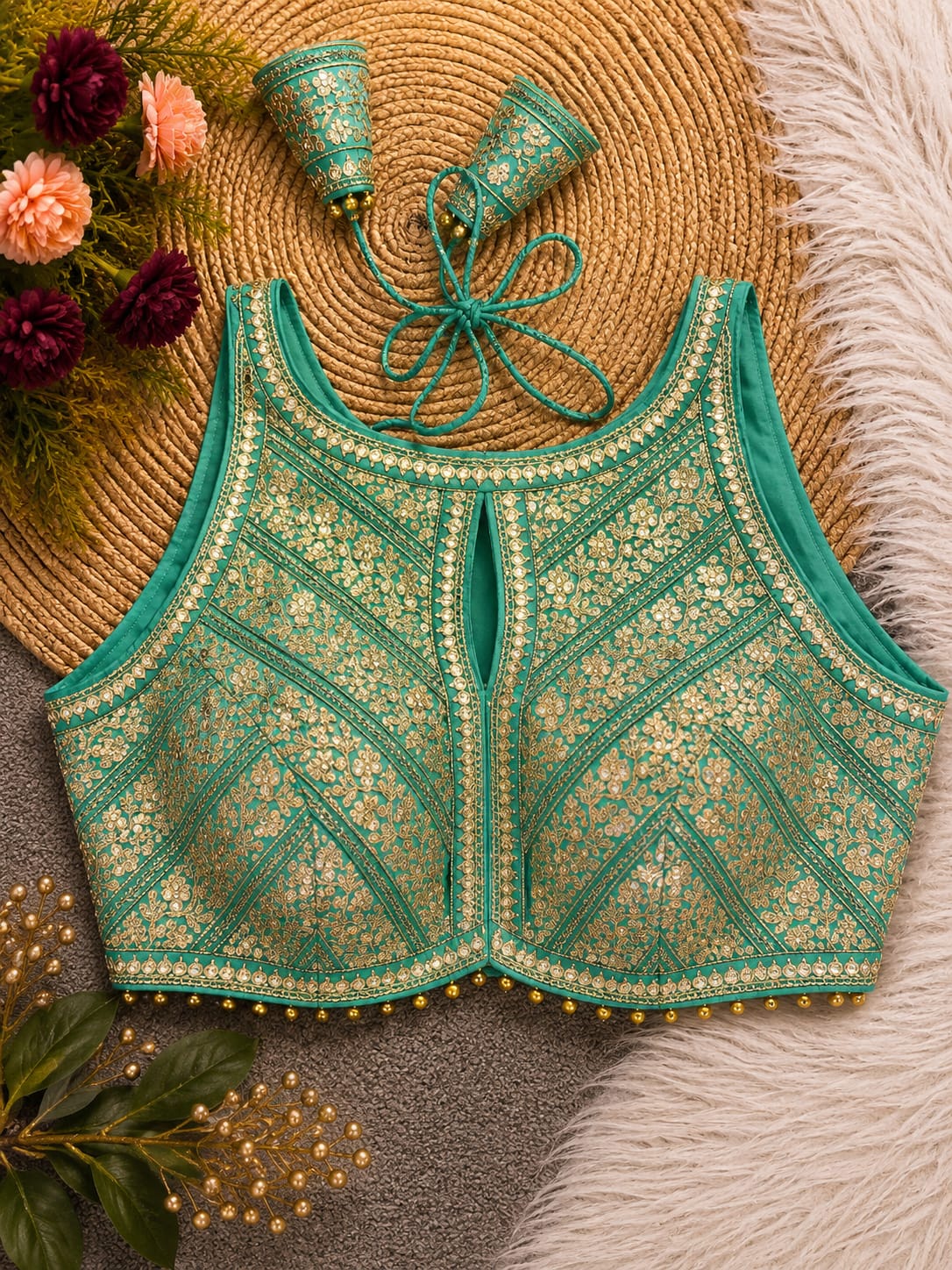 Premium Silk Blouse | Zardozi Sequin Embroidered Crop Top