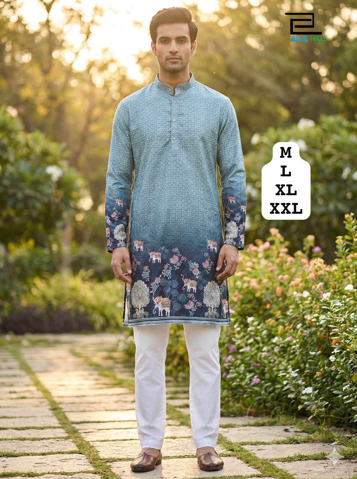 Men's Heritage Print Kurta Pyjama Set | Festive Indian Ethnic Wear