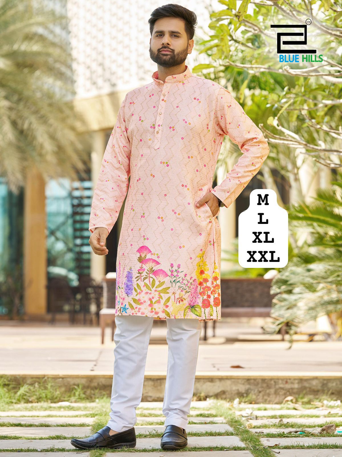 Men's Heritage Print Kurta Pyjama Set | Festive Indian Ethnic Wear