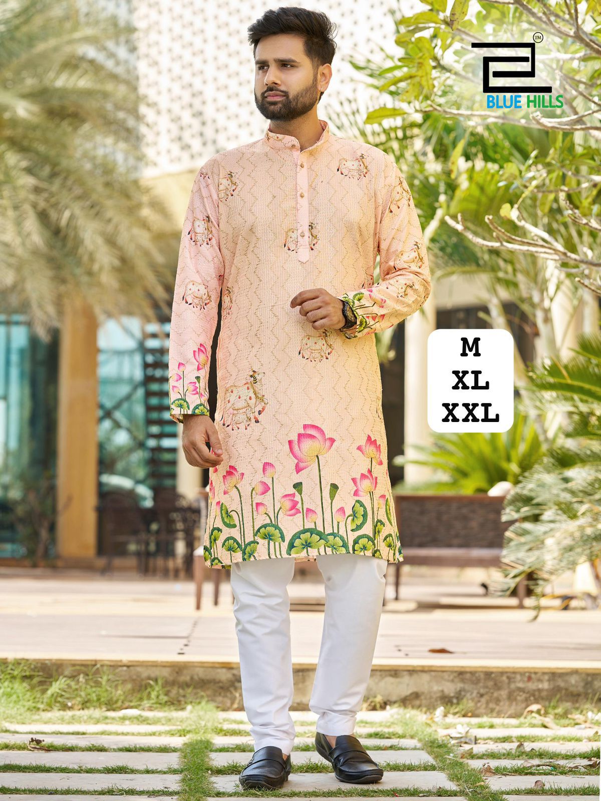 Men's Heritage Print Kurta Pyjama Set | Festive Indian Ethnic Wear