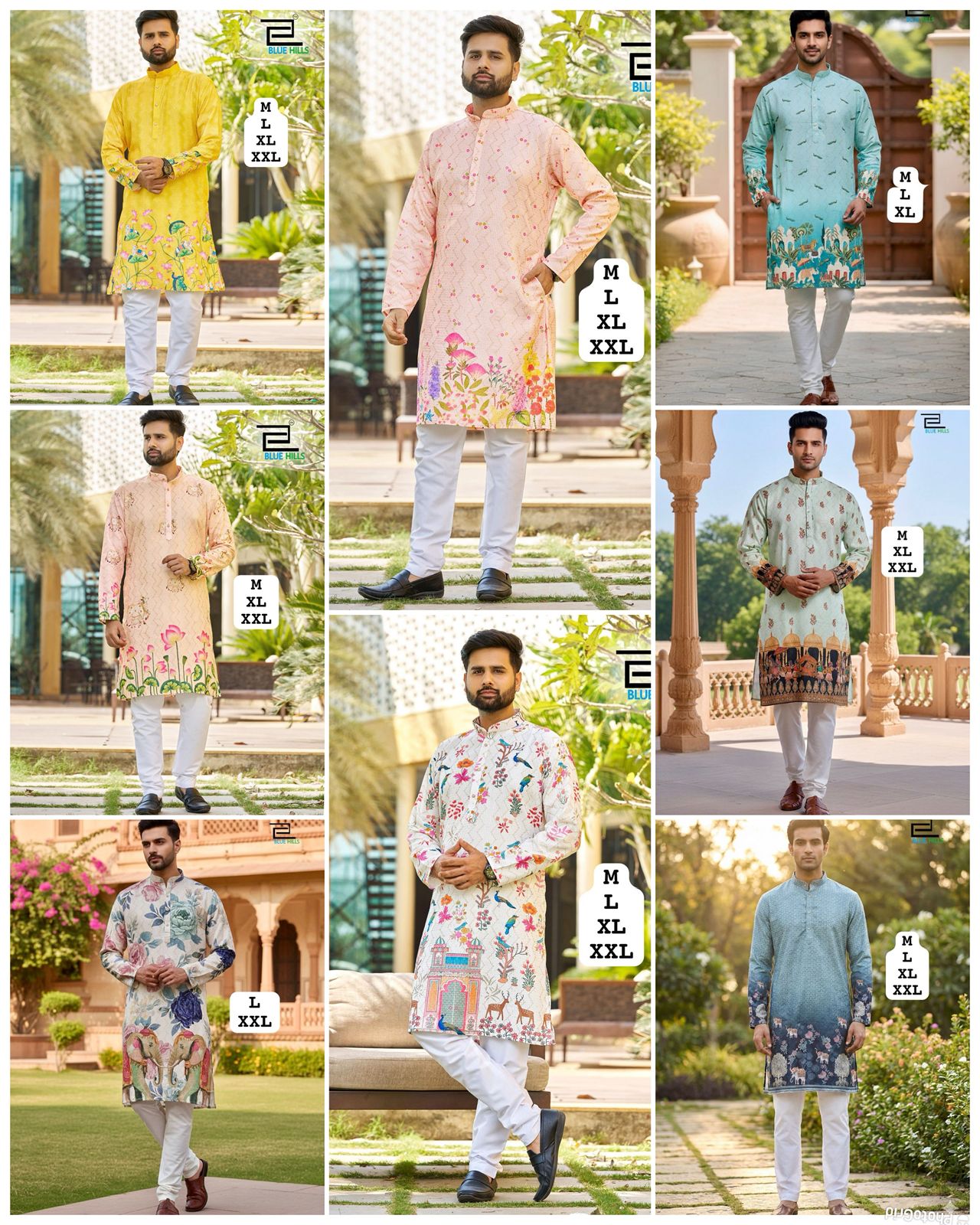 Men's Heritage Print Kurta Pyjama Set | Festive Indian Ethnic Wear