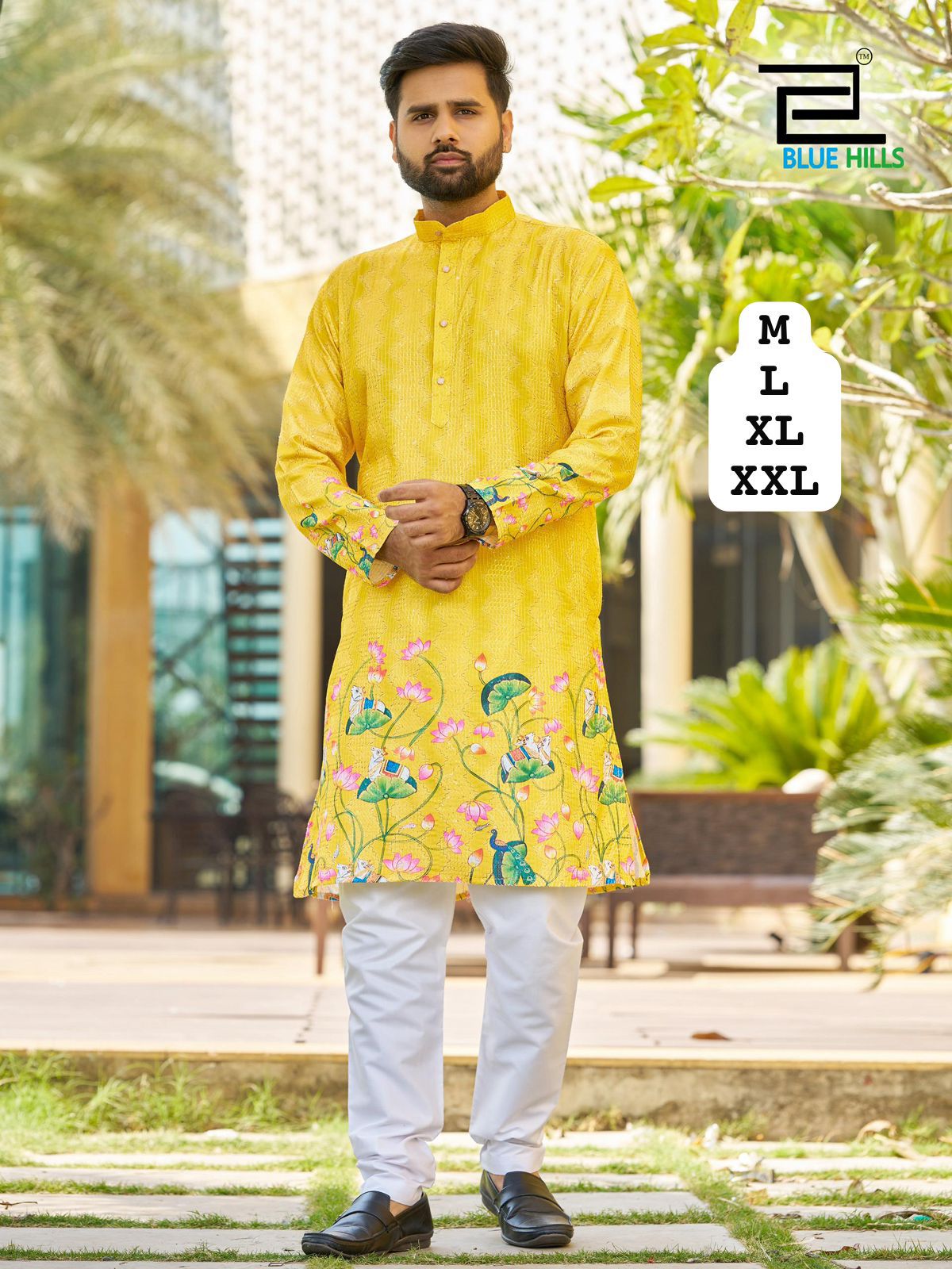 Men's Heritage Print Kurta Pyjama Set | Festive Indian Ethnic Wear