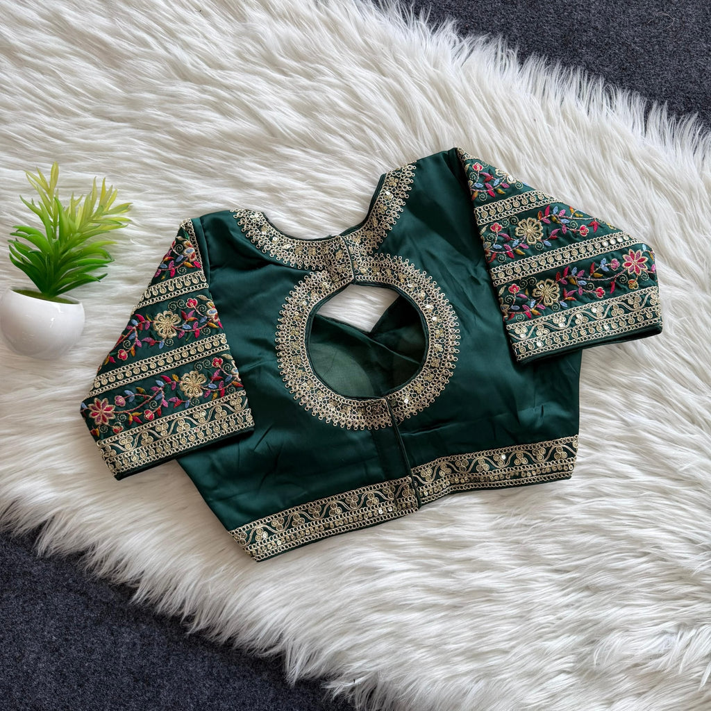 Heavy Embroidered Silk Saree Blouse | Readymade Bridal & Festive Blouse | 9 Colors