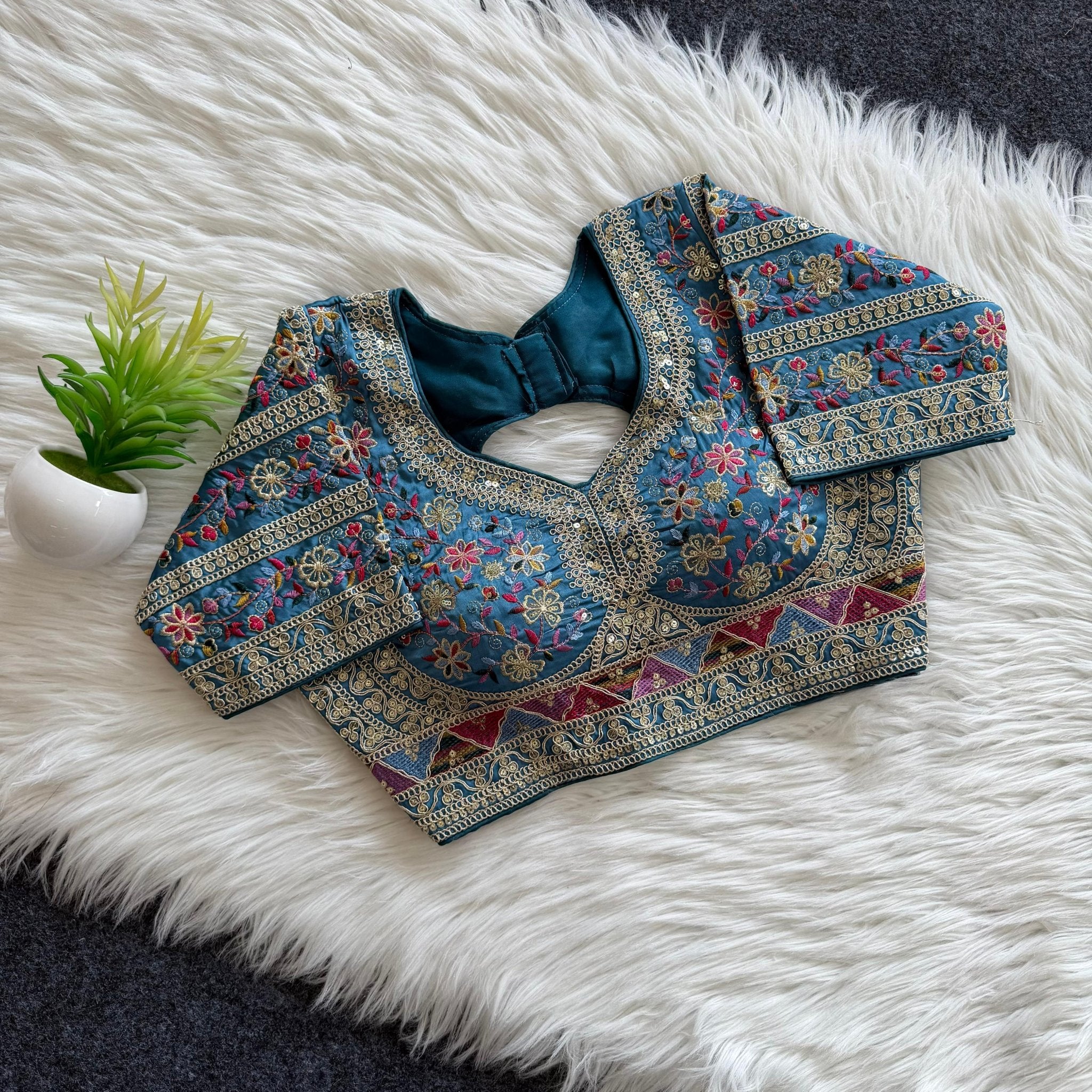 Heavy Embroidered Silk Saree Blouse | Readymade Bridal & Festive Blouse | 9 Colors