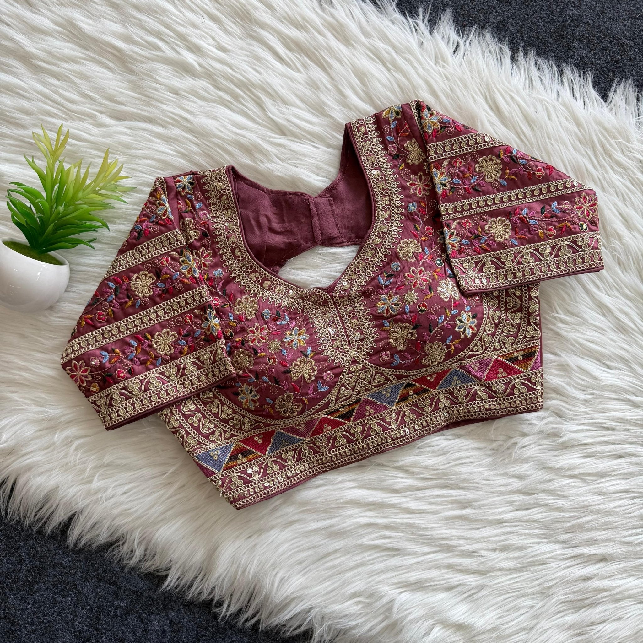 Heavy Embroidered Silk Saree Blouse | Readymade Bridal & Festive Blouse | 9 Colors