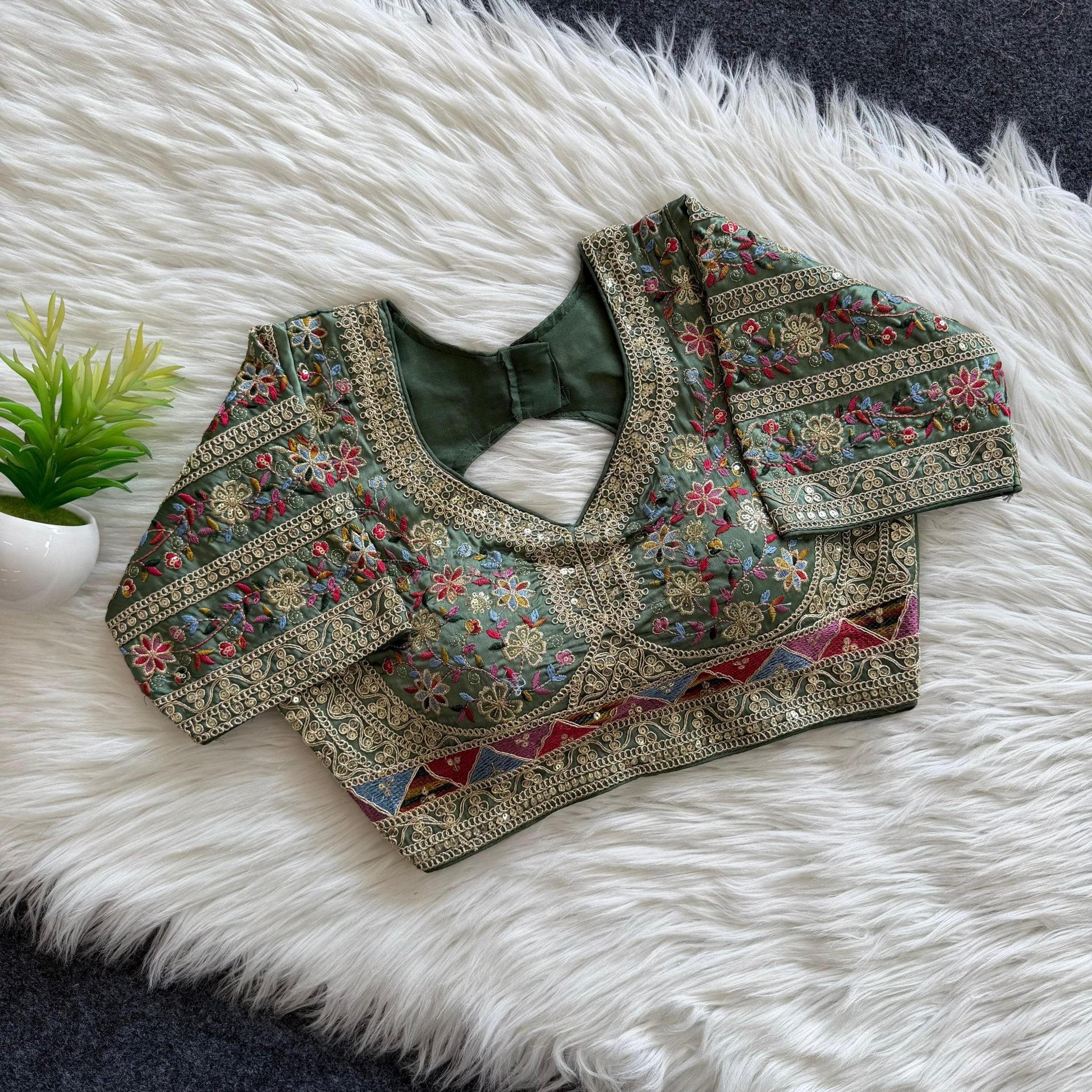 Heavy Embroidered Silk Saree Blouse | Readymade Bridal & Festive Blouse | 9 Colors