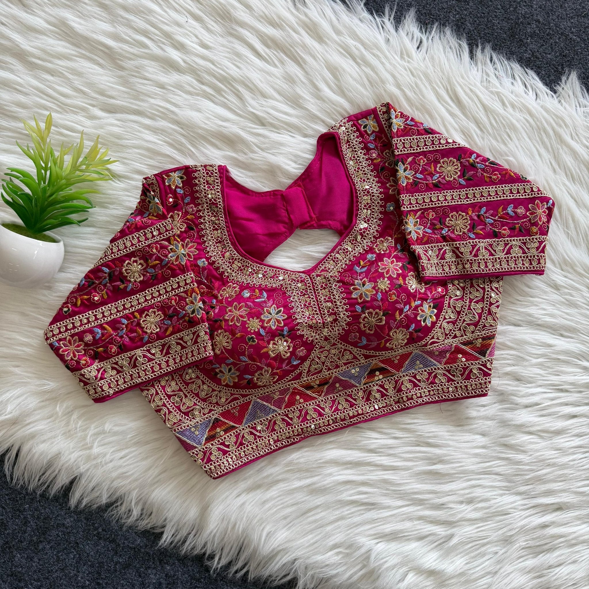 Heavy Embroidered Silk Saree Blouse | Readymade Bridal & Festive Blouse | 9 Colors