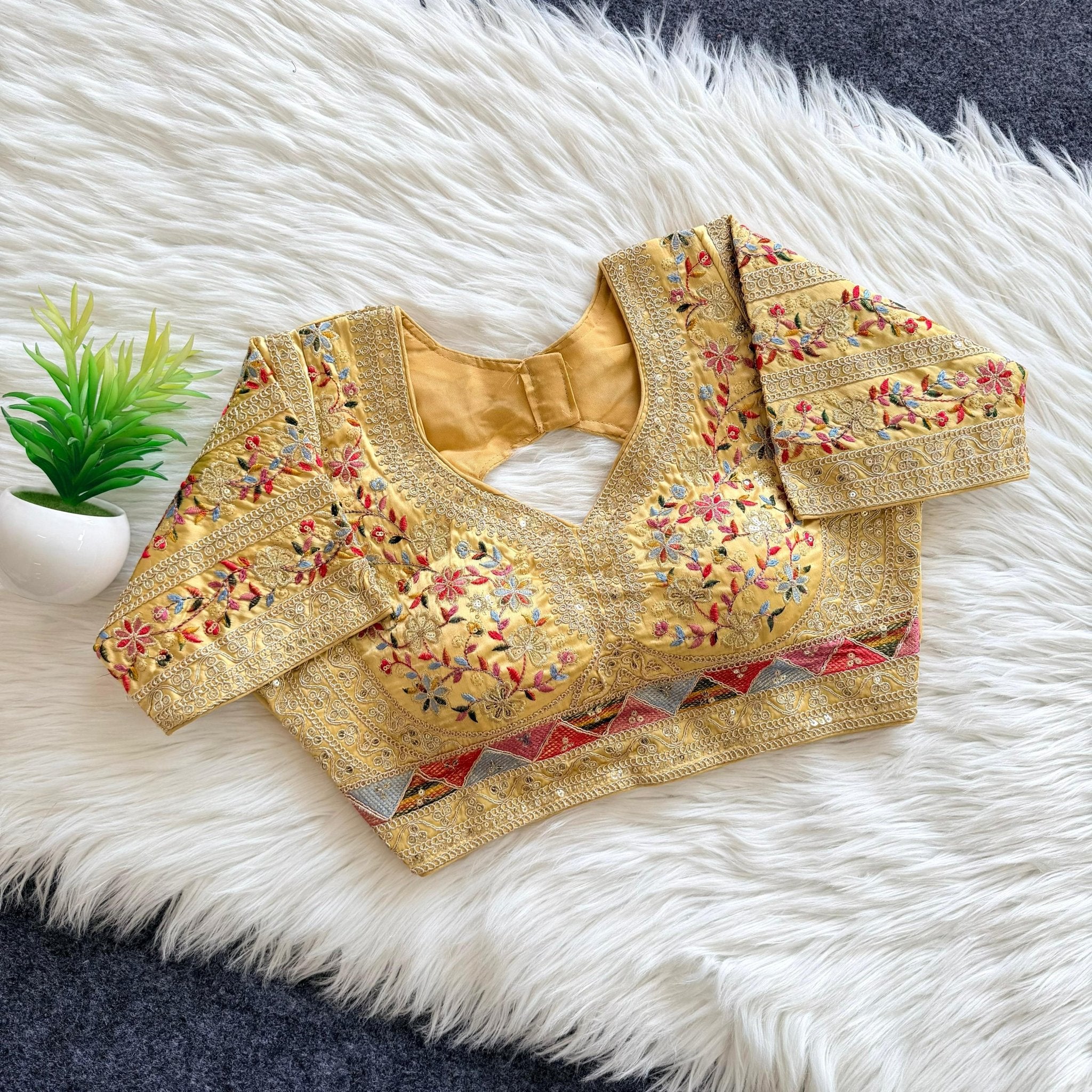 Heavy Embroidered Silk Saree Blouse | Readymade Bridal & Festive Blouse | 9 Colors