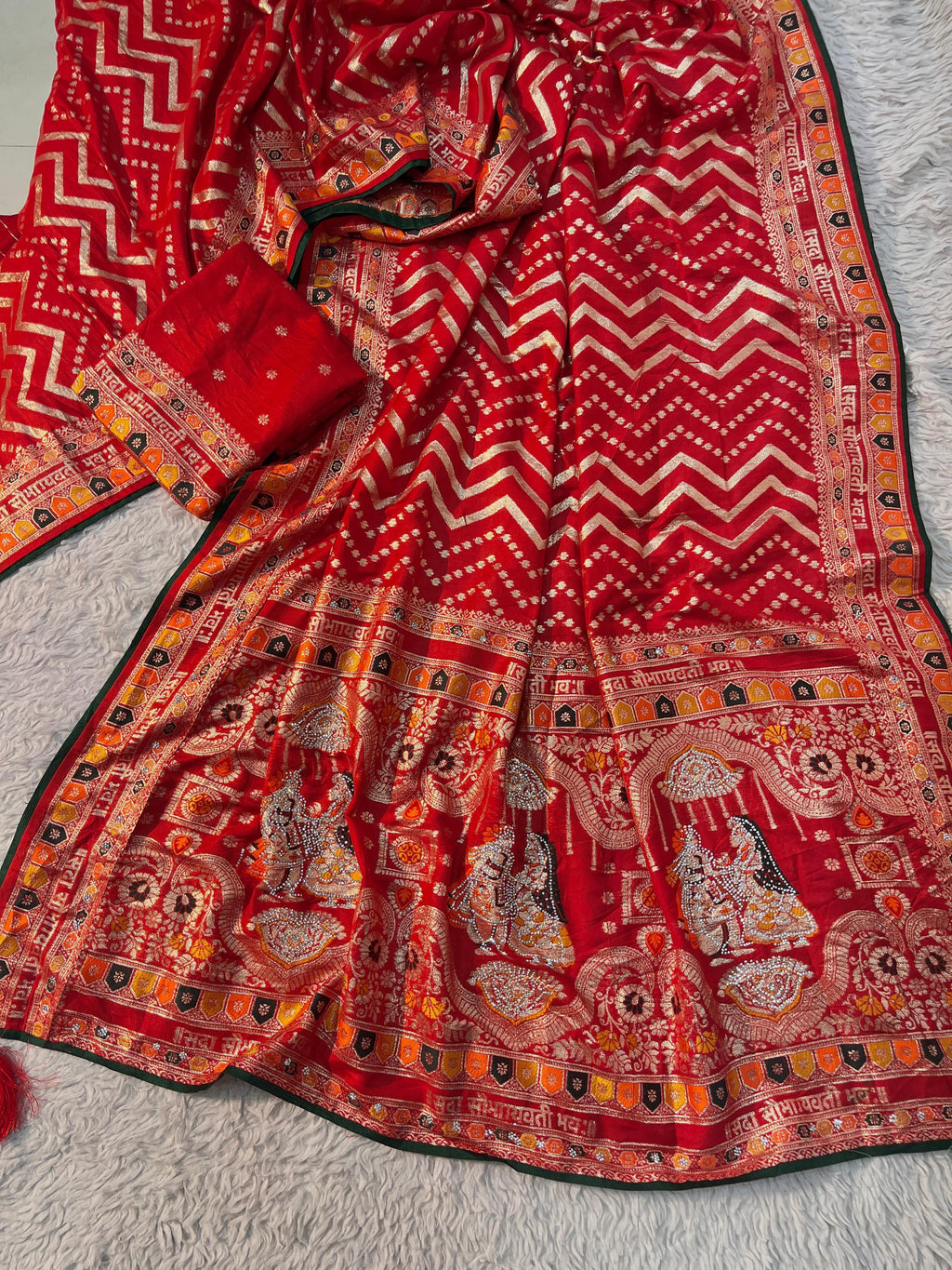 Red Dola Silk Meenakari Weave - Karwa Chauth Special Saree