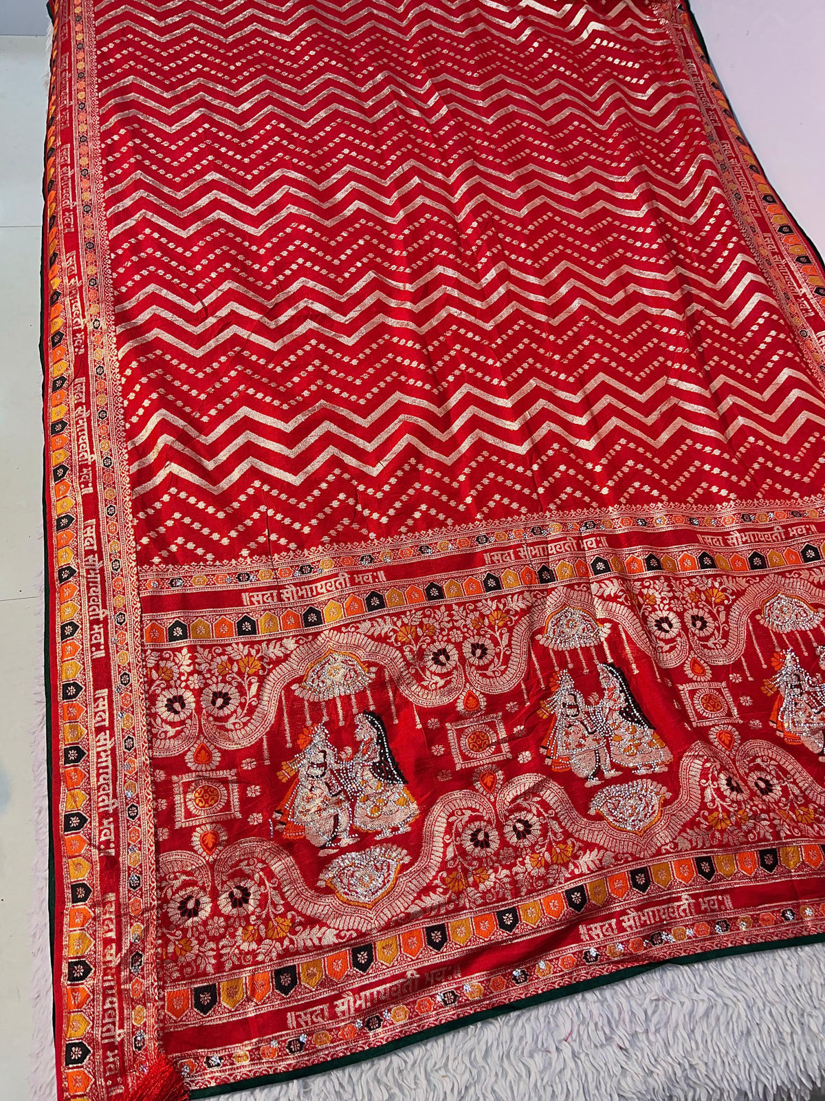 Red Dola Silk Meenakari Weave - Karwa Chauth Special Saree